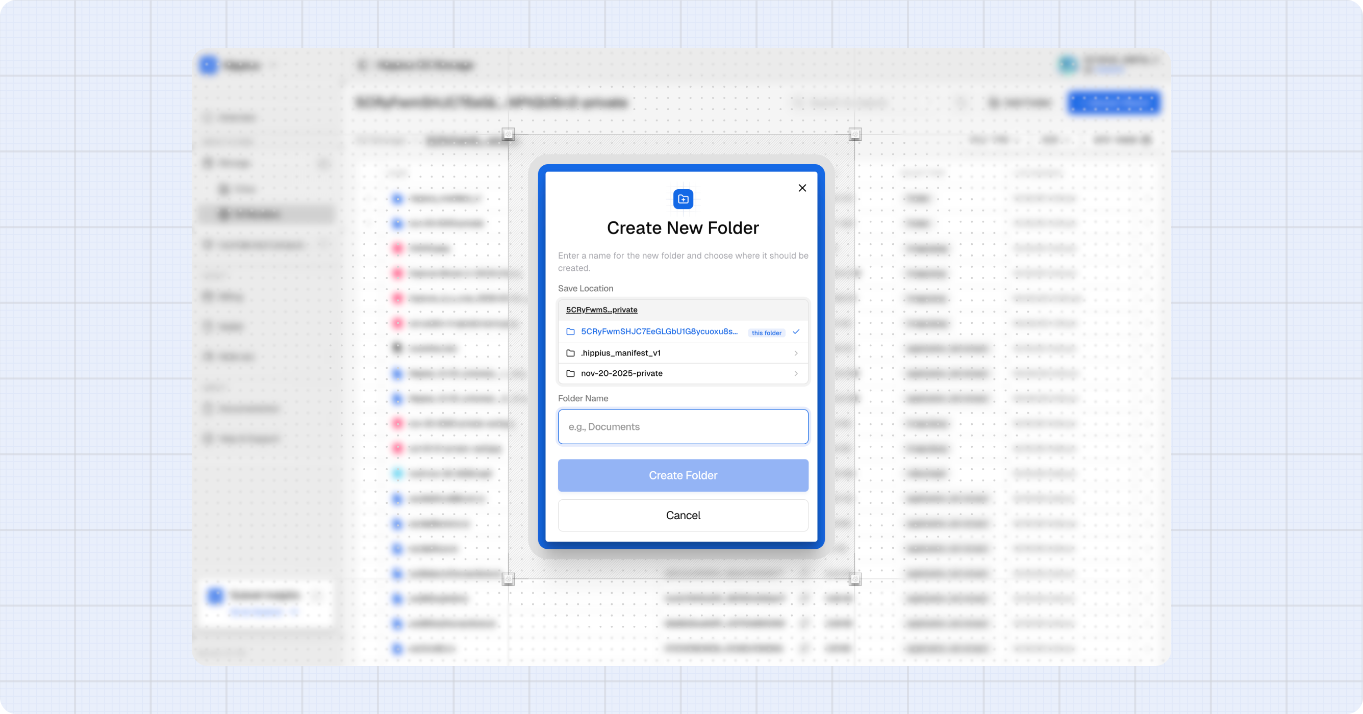 Create folder dialog