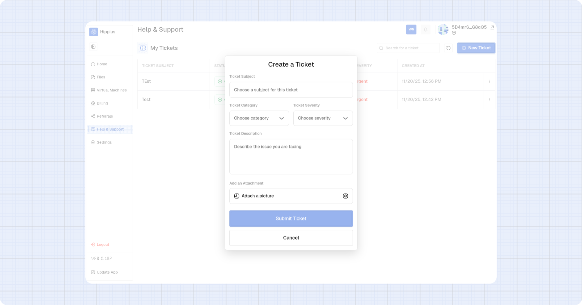 Create a help ticket