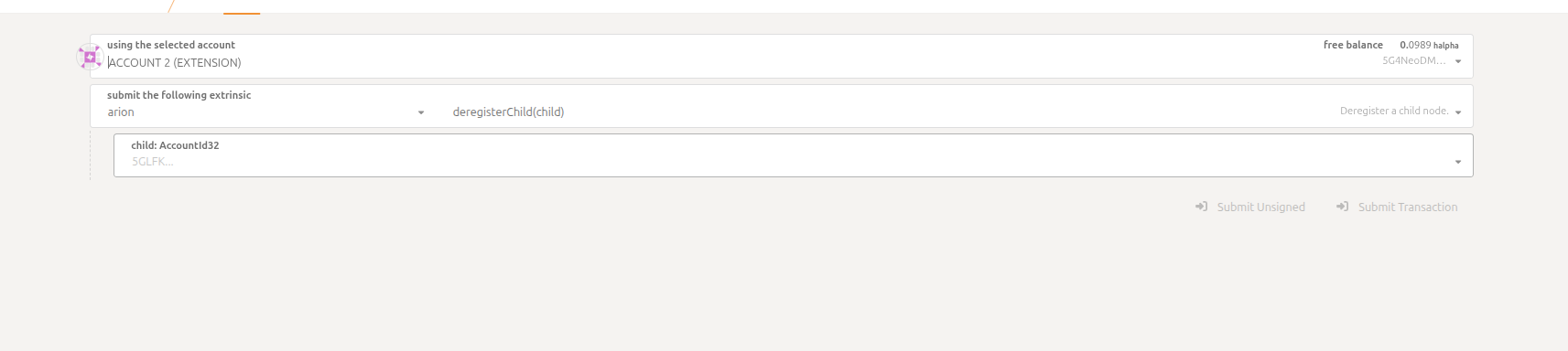 Deregister Child in Arion