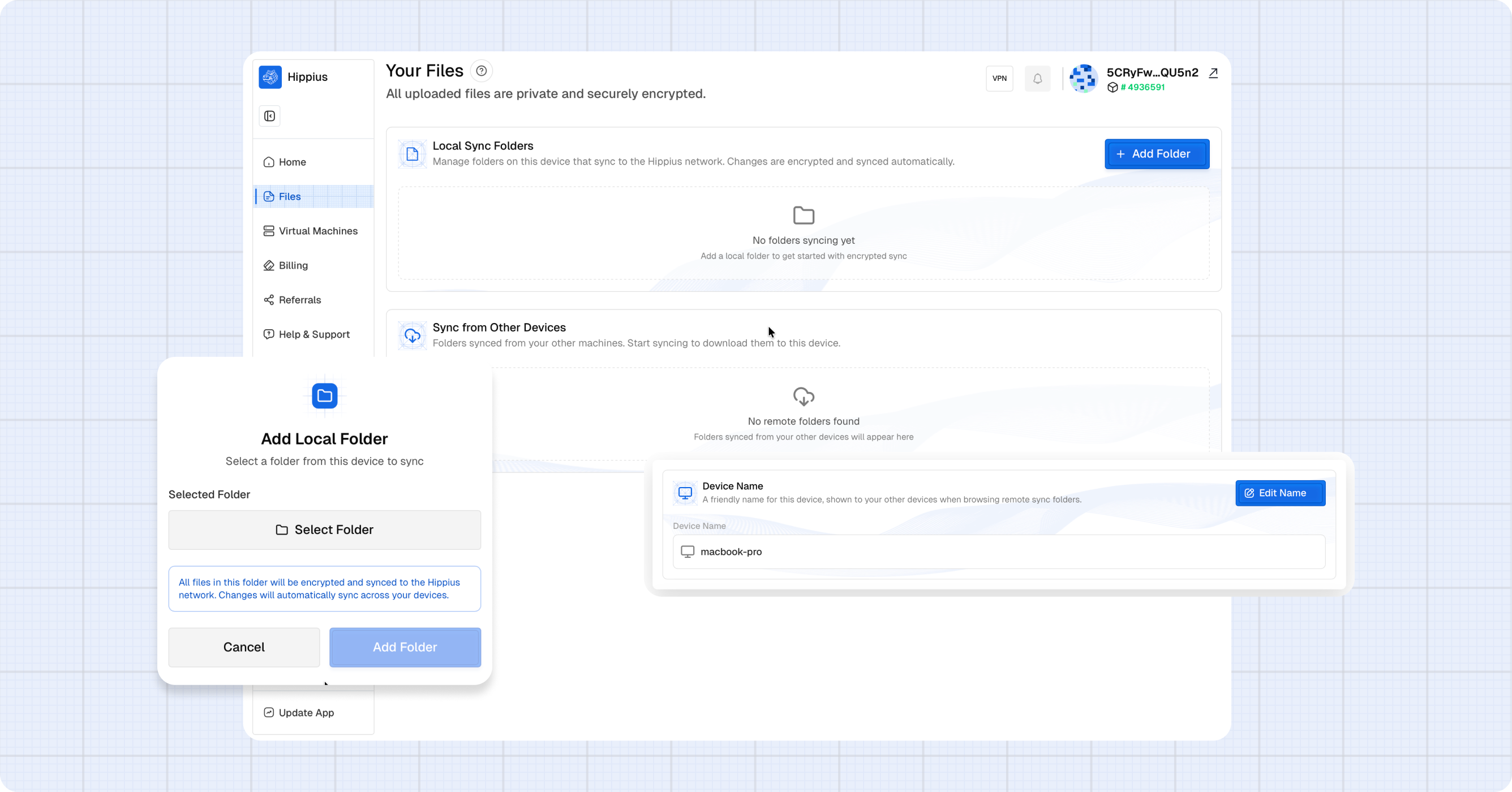 Desktop App Files screen
