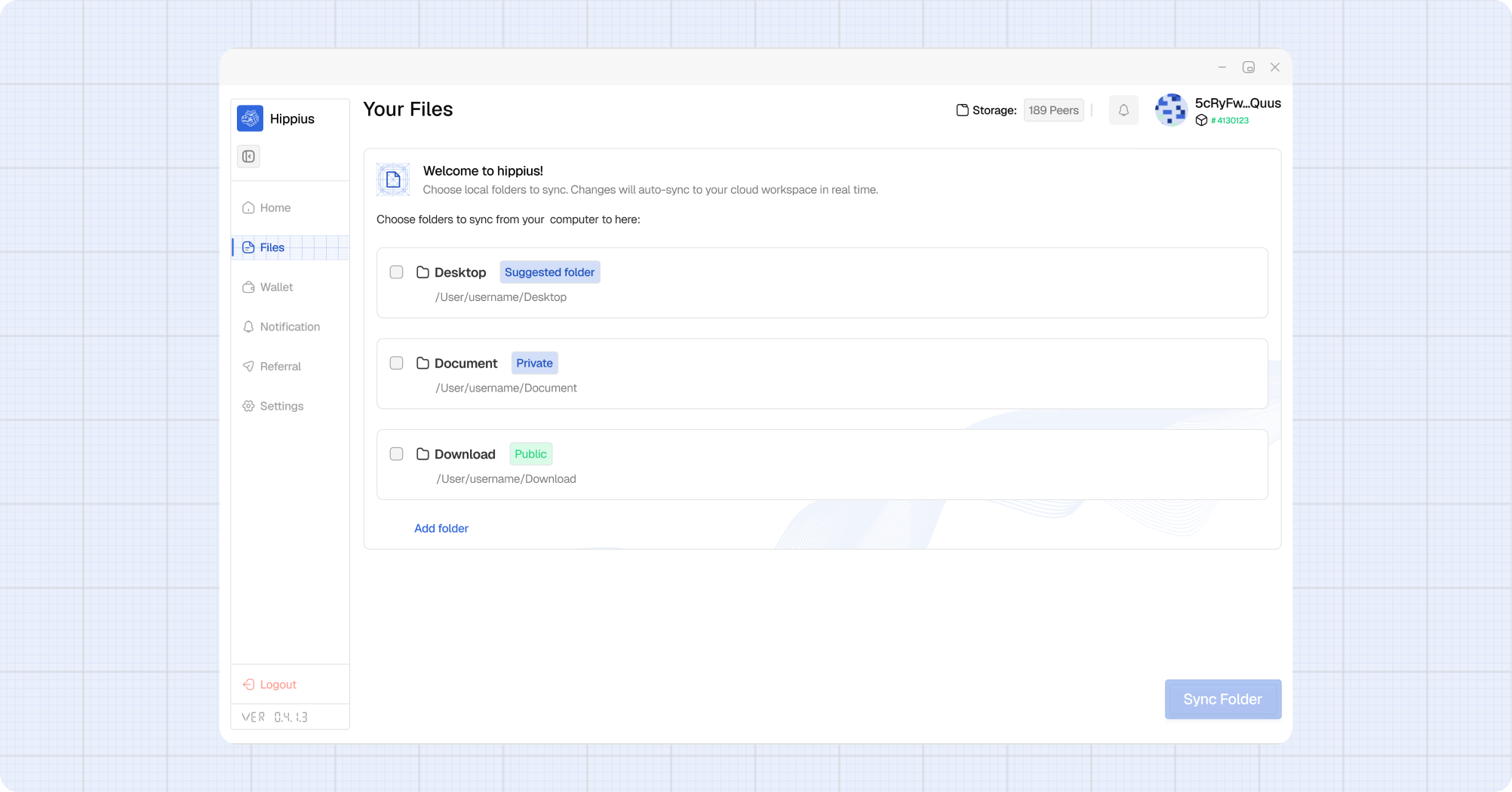 Desktop App — Sync view