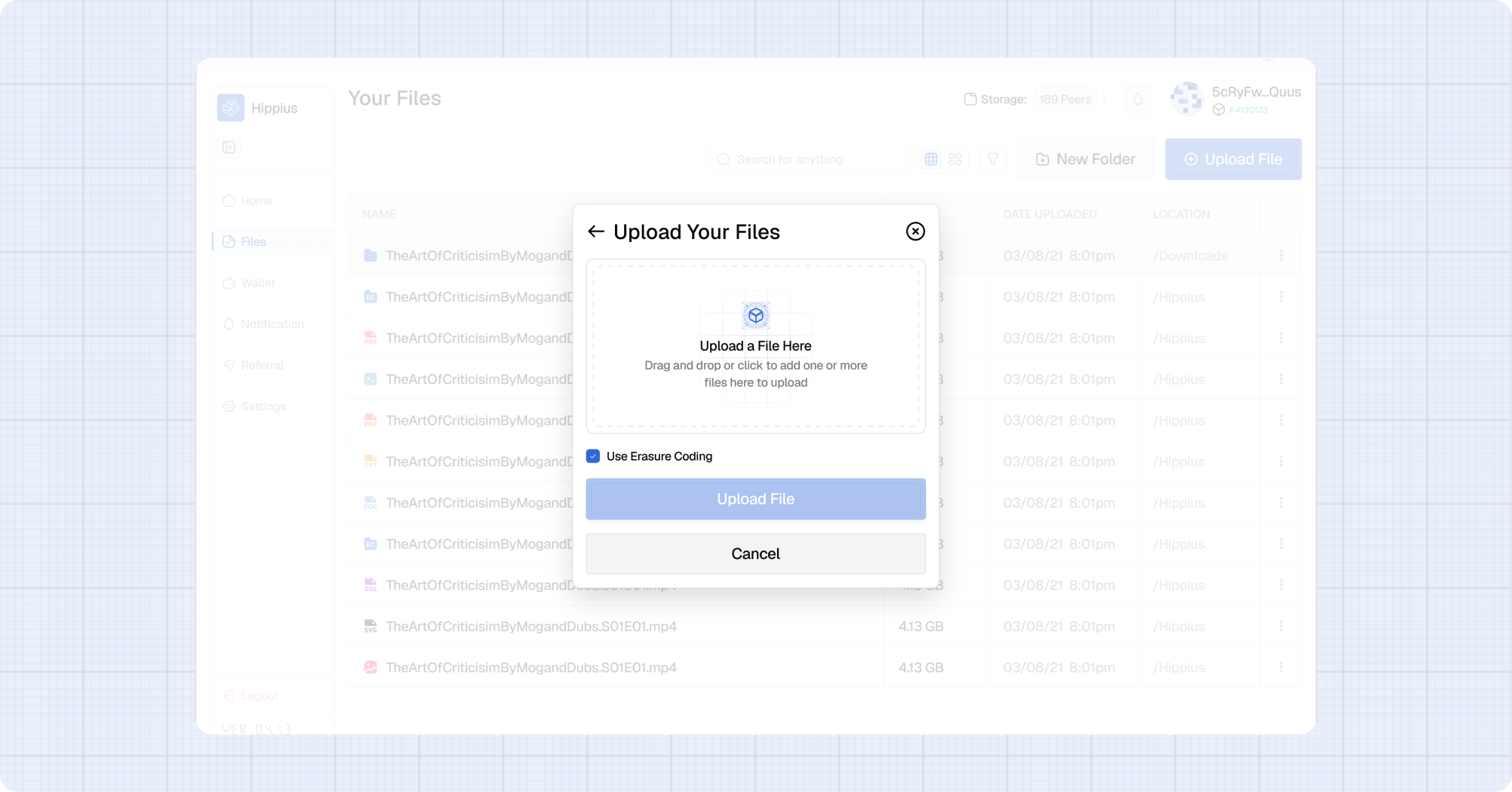Upload Your Files modal