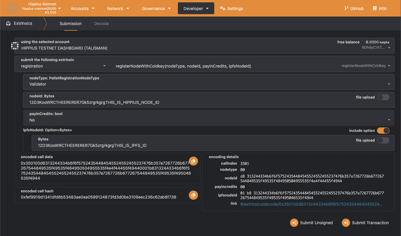 Validator Configuration Screen