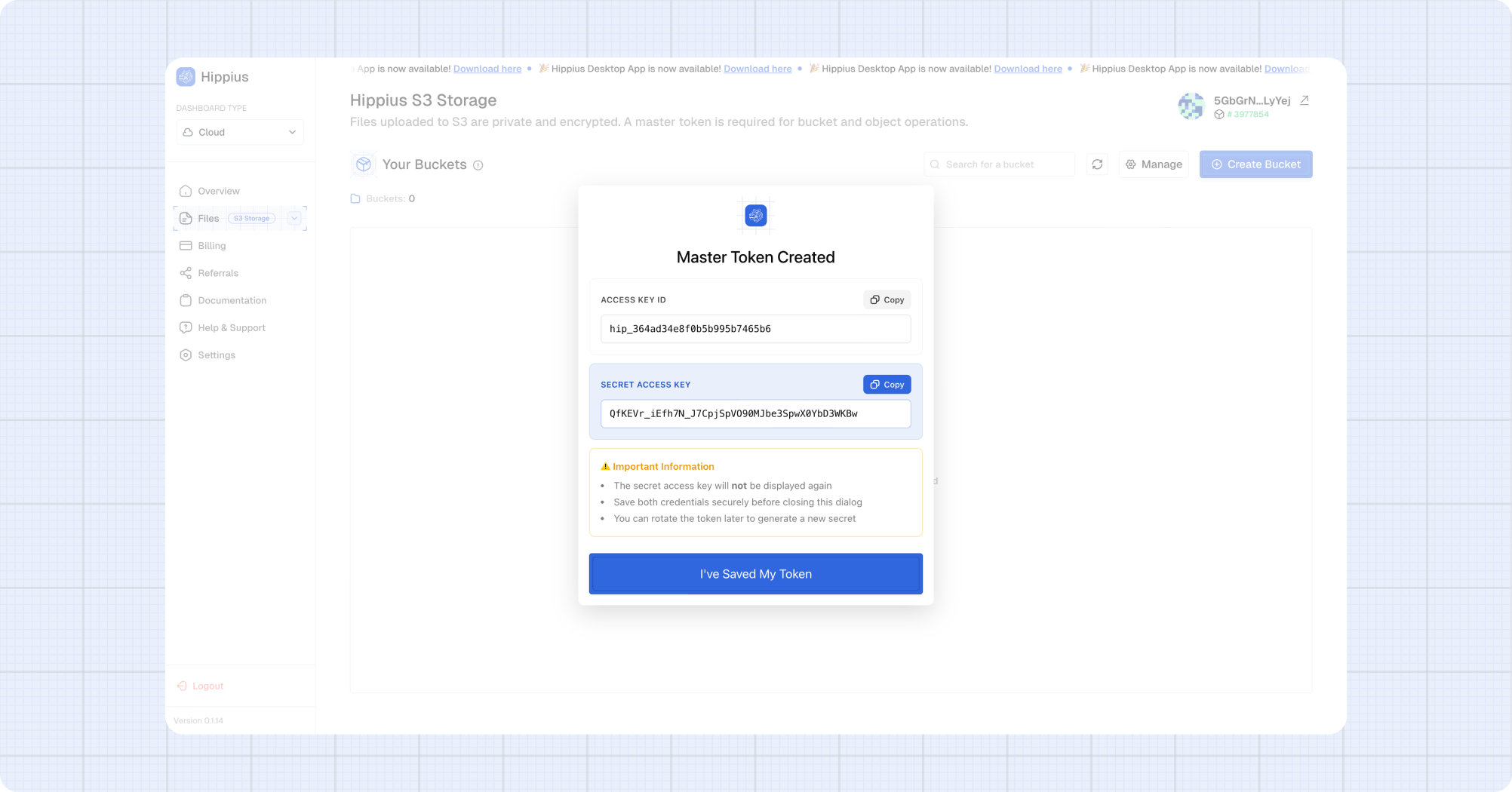 Master Token Secret Display