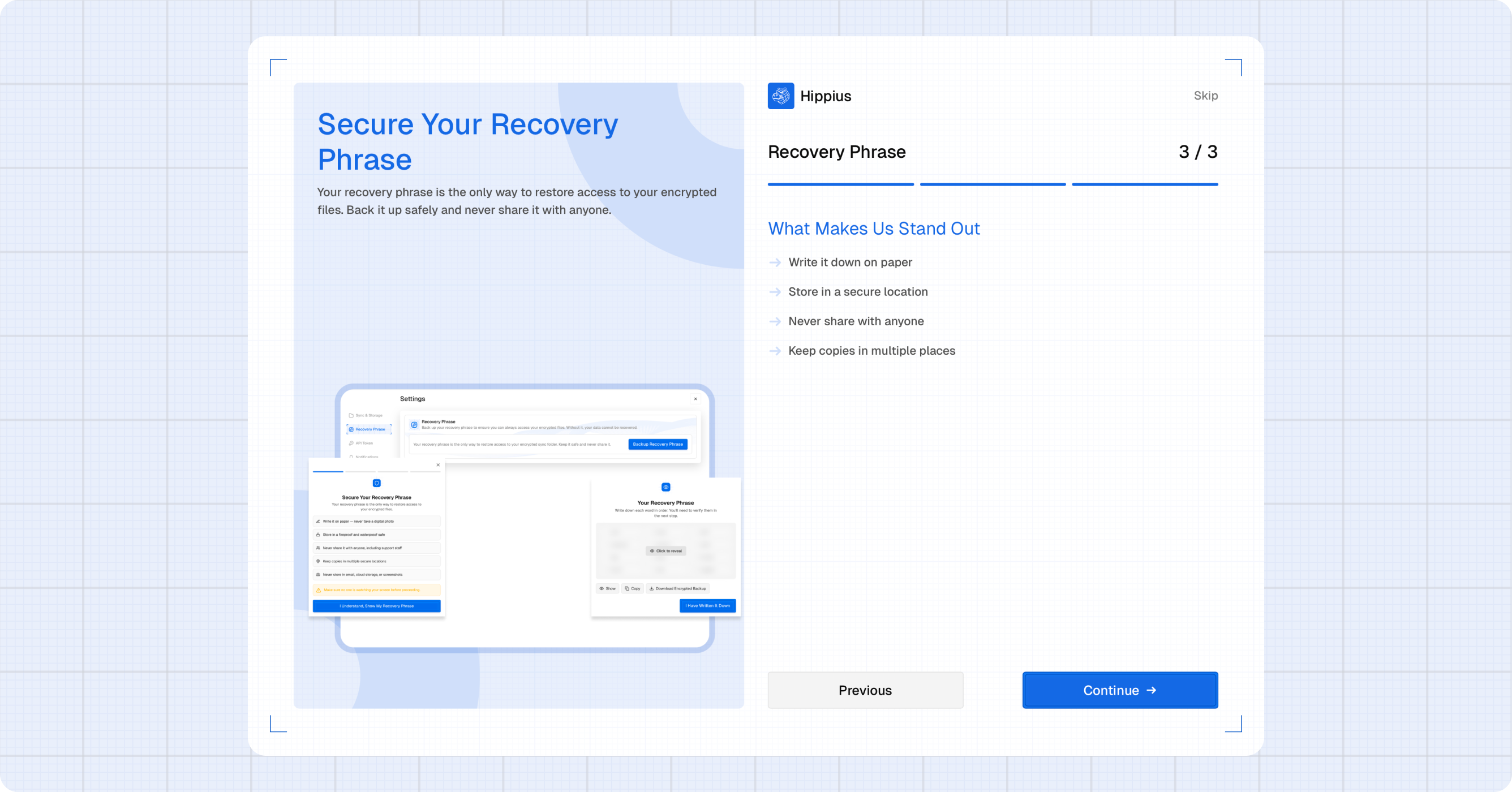 The onboarding wizard showing the "Get Started" screen with bullet points and the left panel illustration