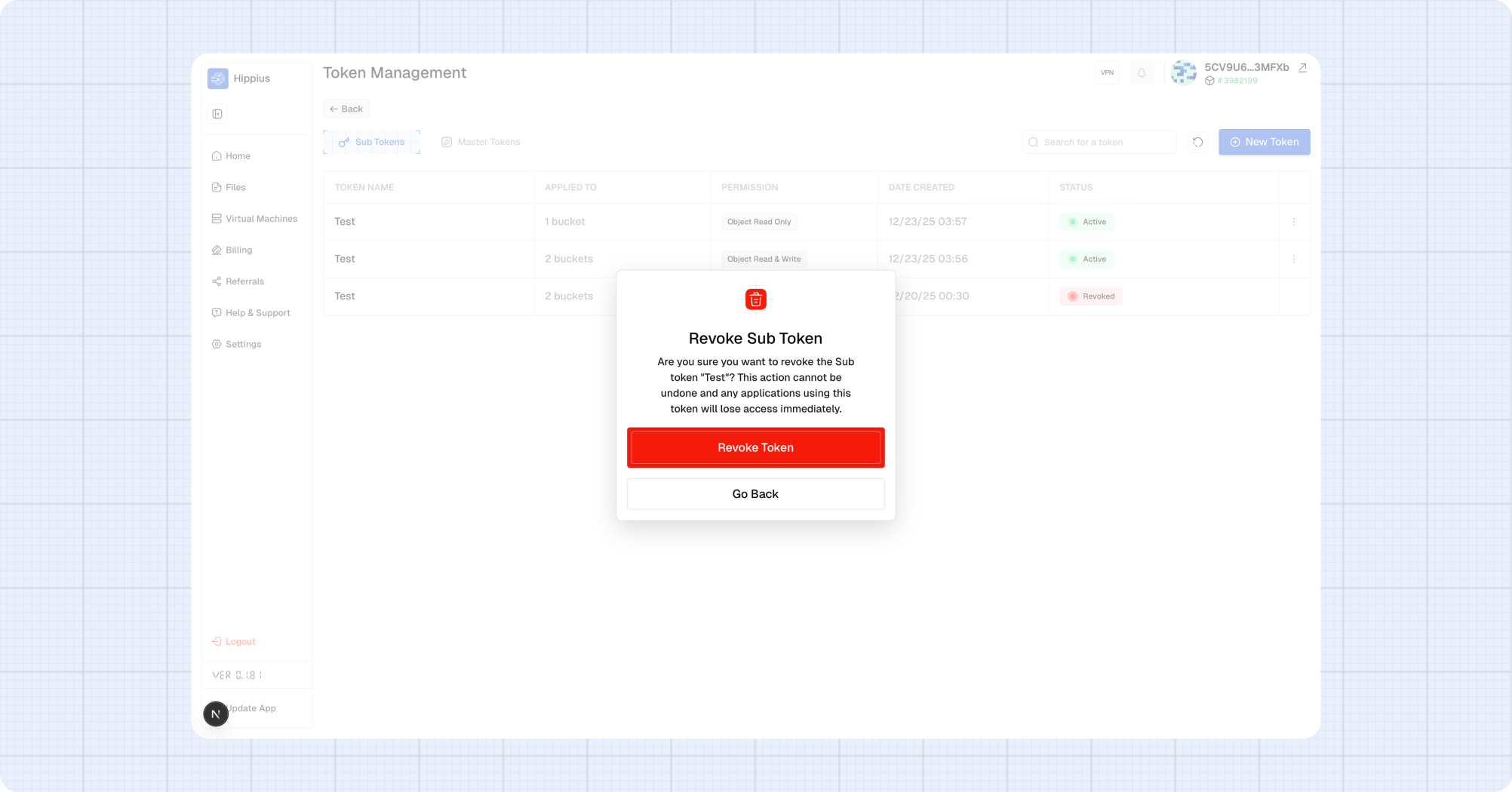 Revoke Sub Token Dialog