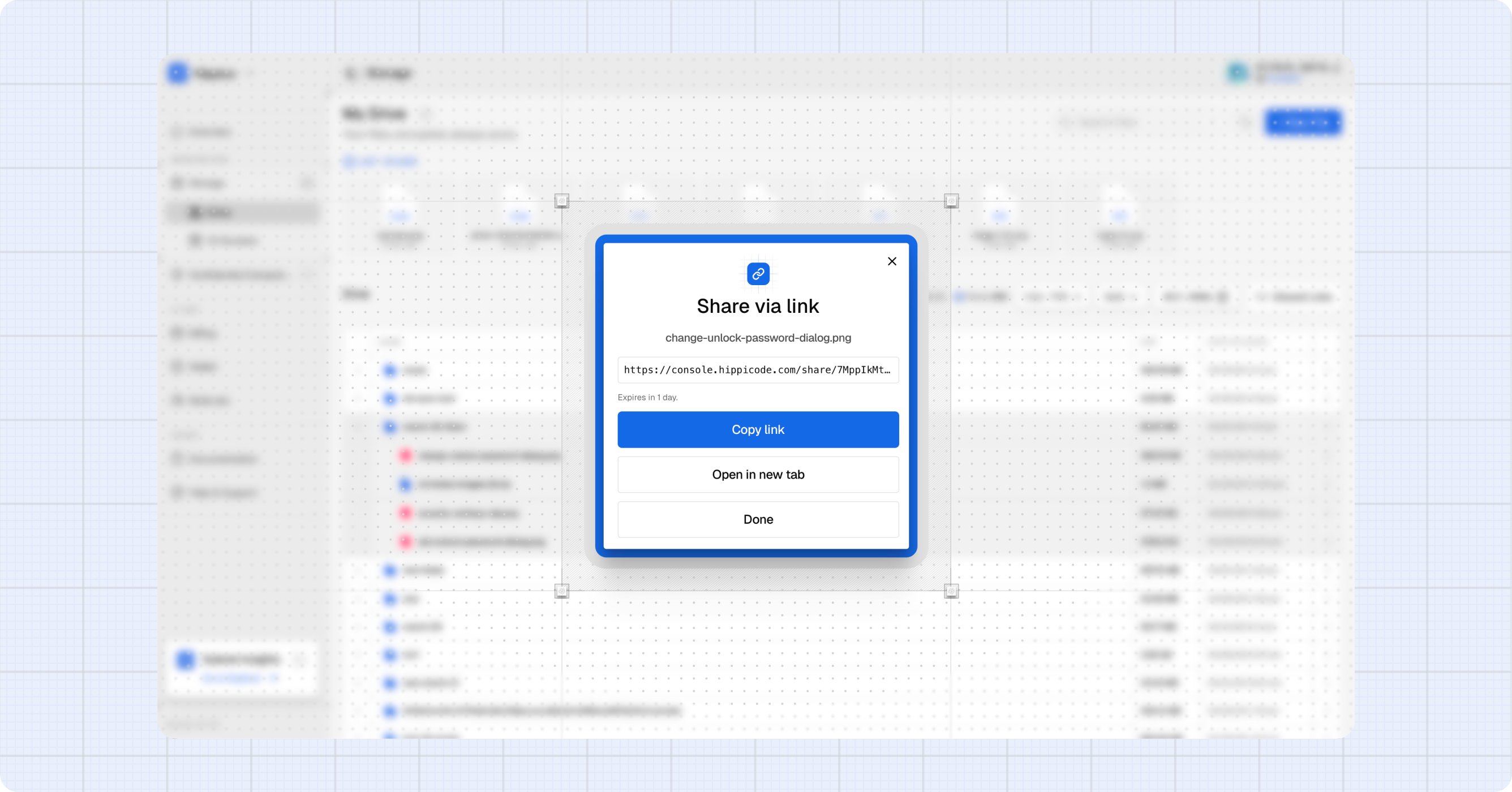 Share dialog with URL ready