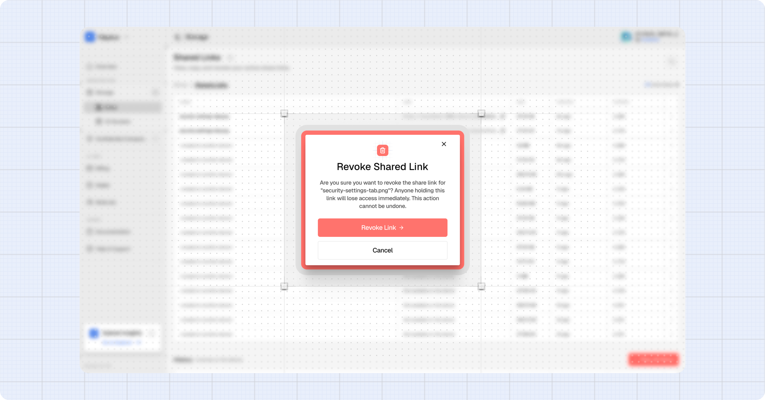 Revoke confirmation dialog
