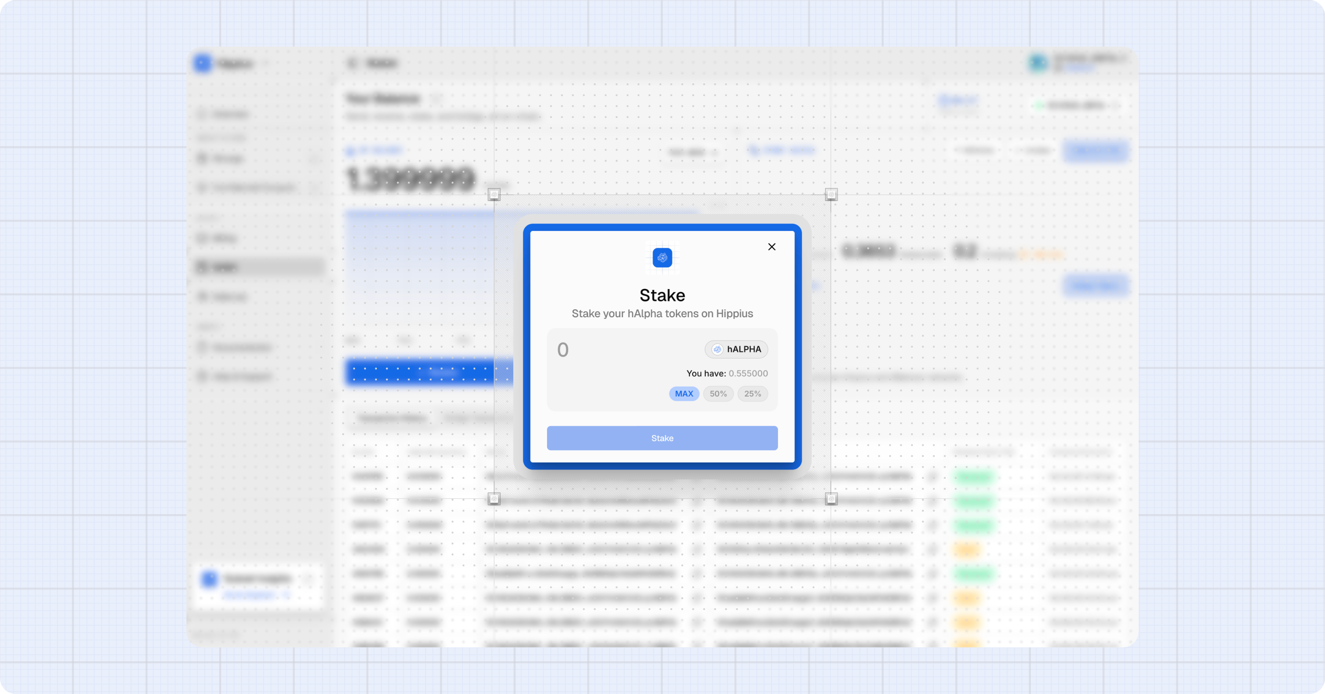 Stake dialog