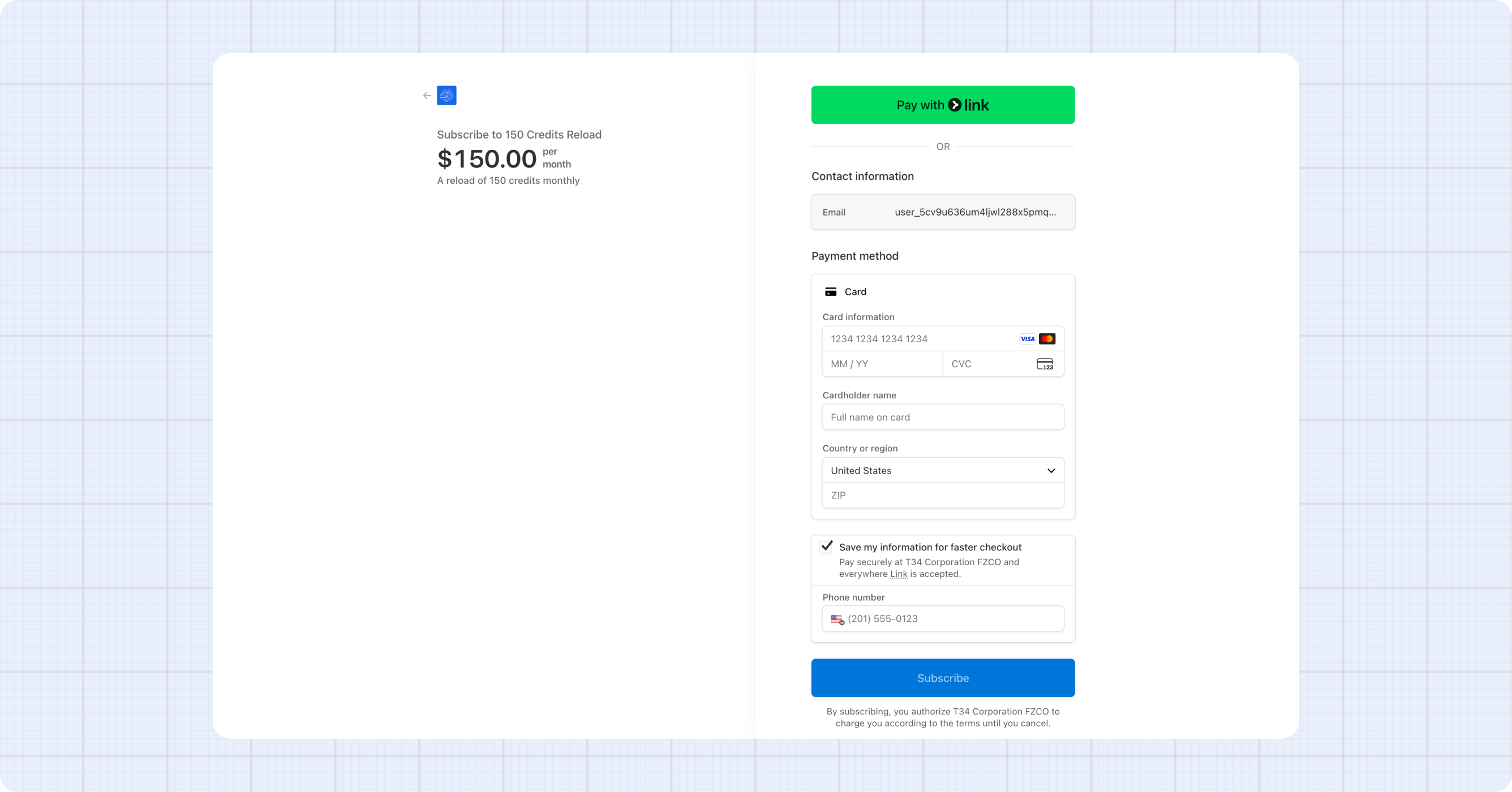 Stripe subscription checkout