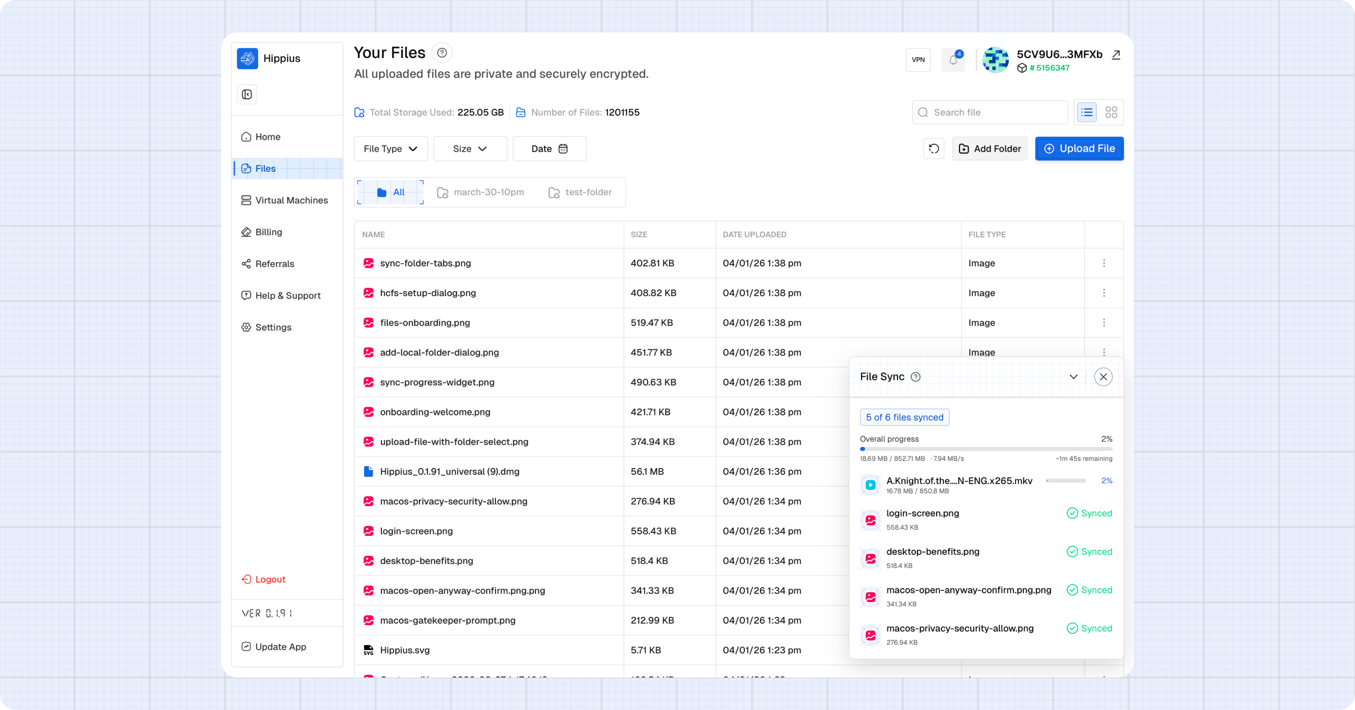 Sync widget expanded