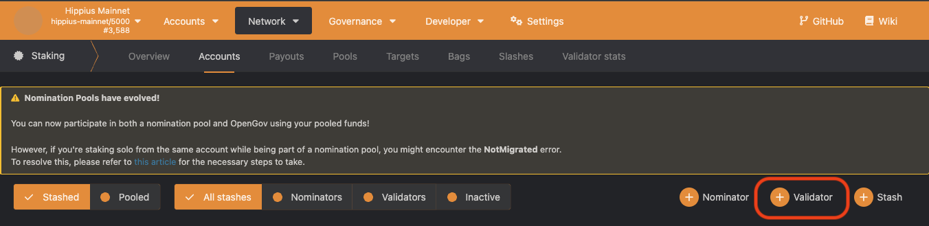 Add Validator Button
