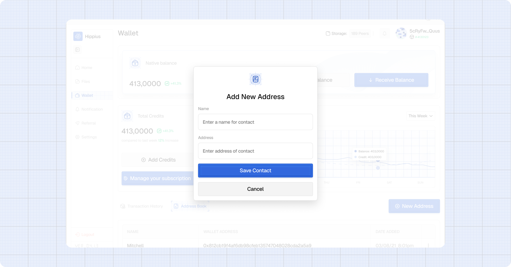 Add new address modal