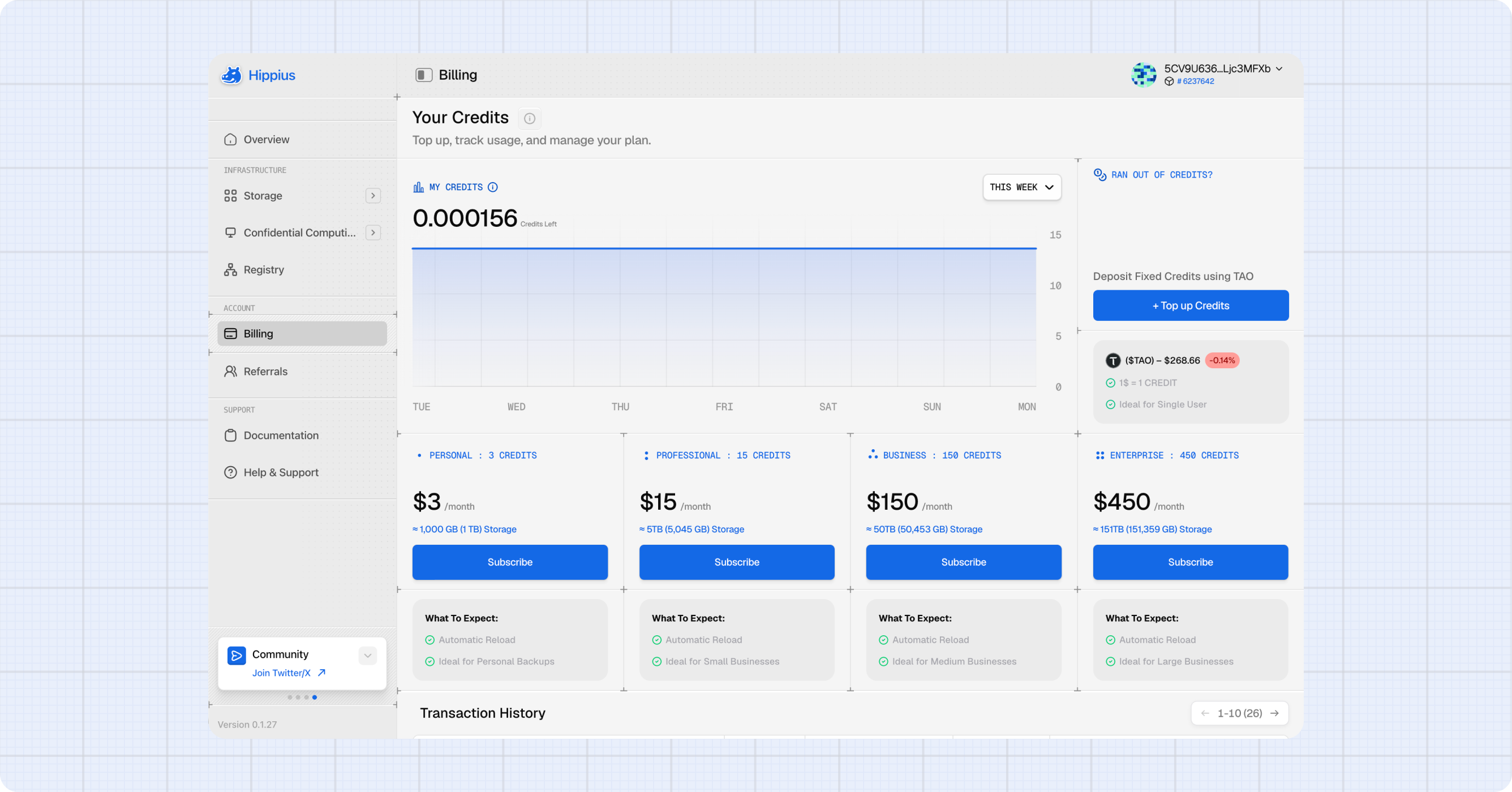 Billing page