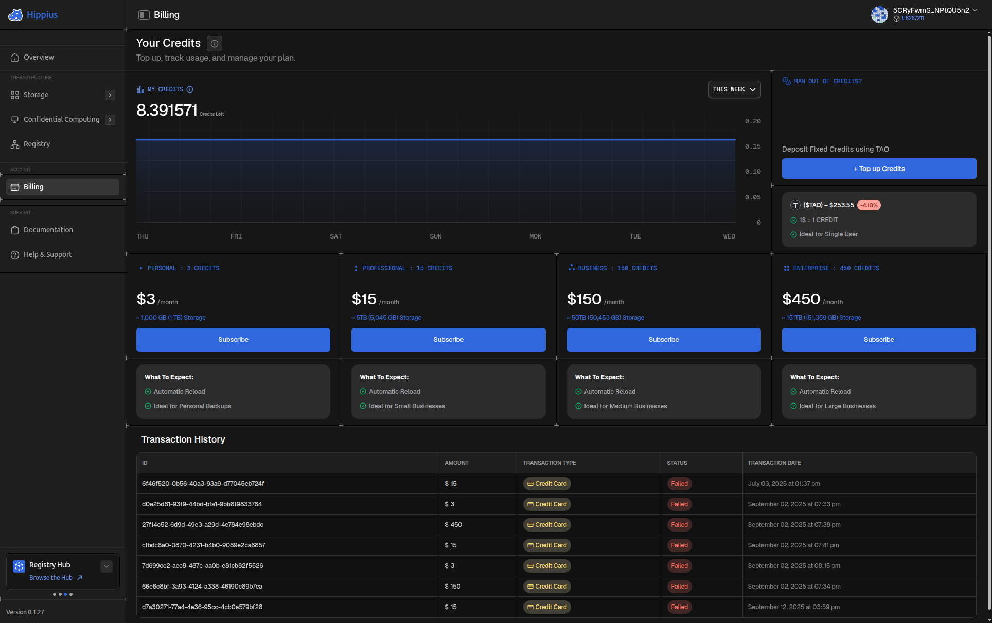 Subscription plans carousel