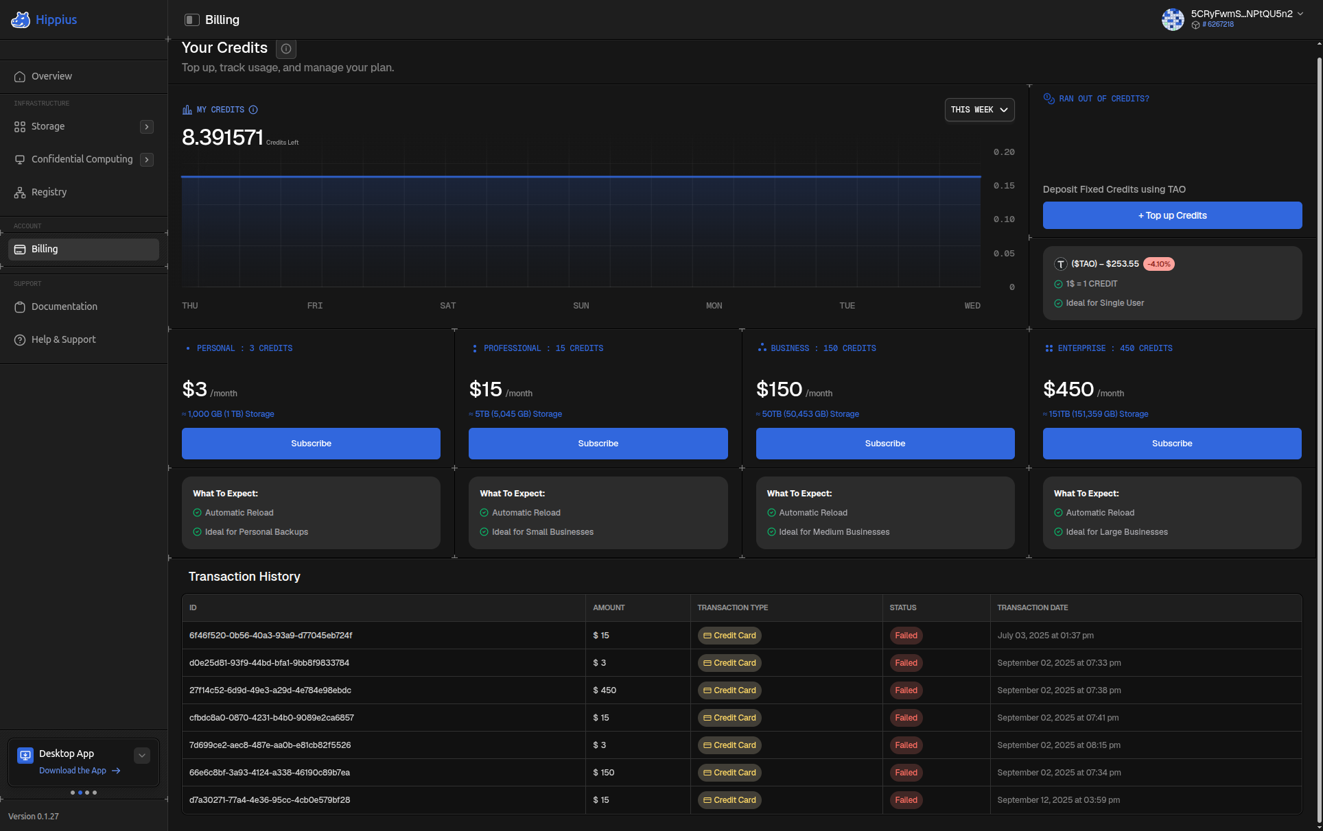 Transaction history