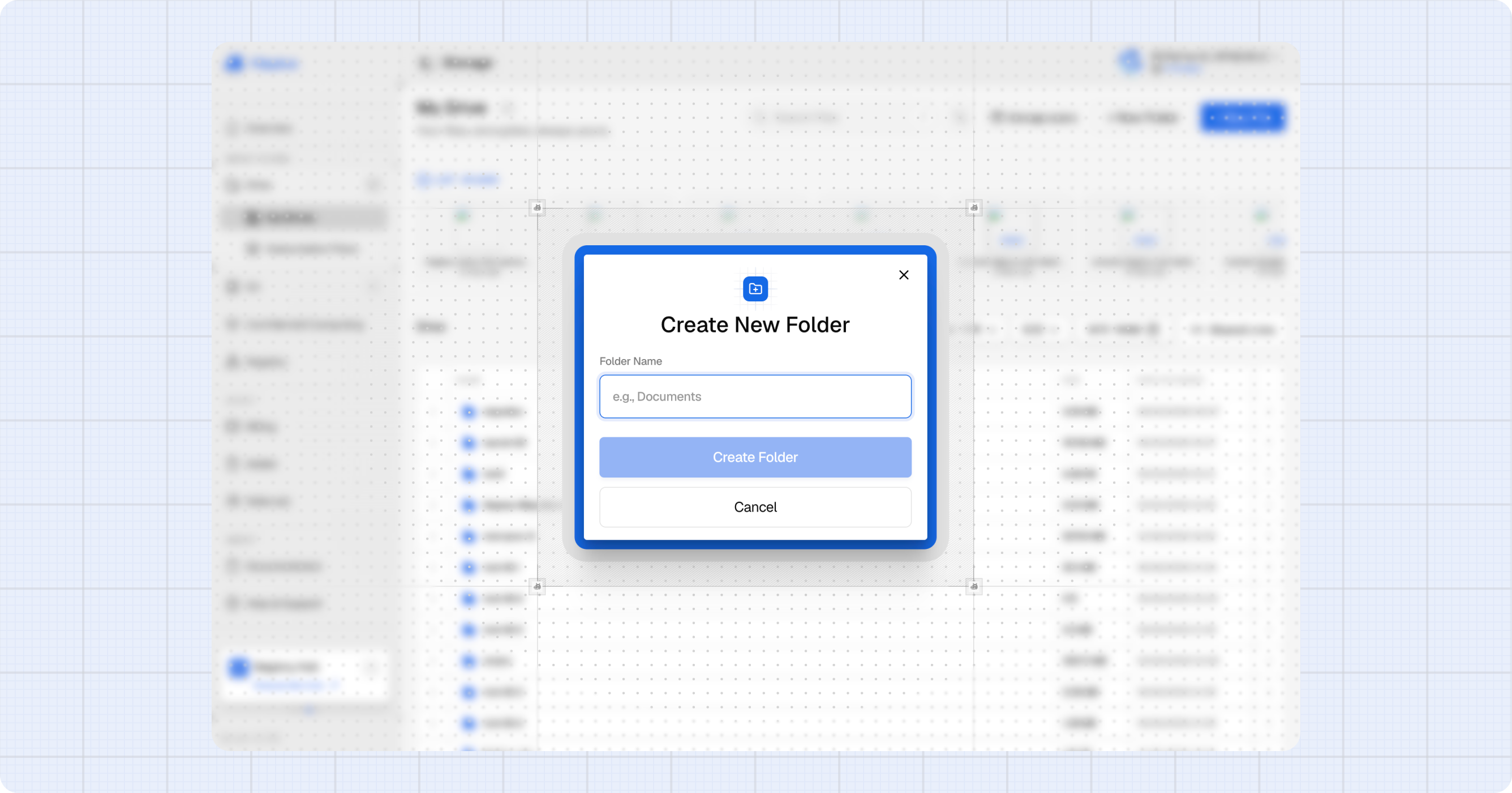 Create folder dialog