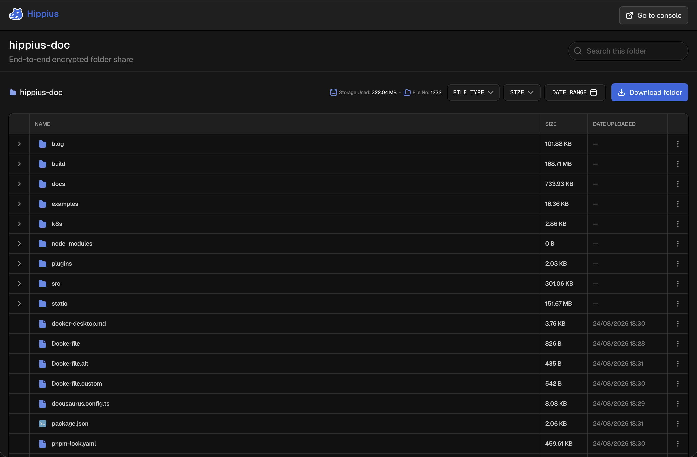 Recipient view of a shared folder