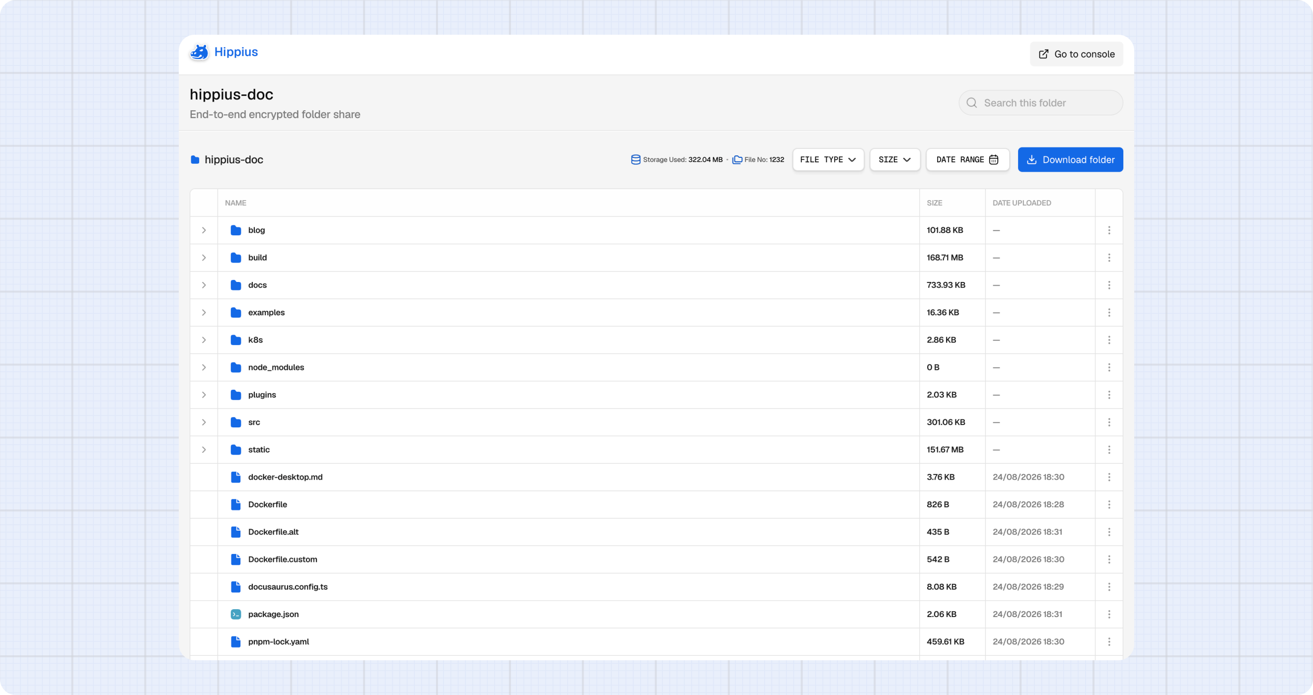 Recipient view of a shared folder