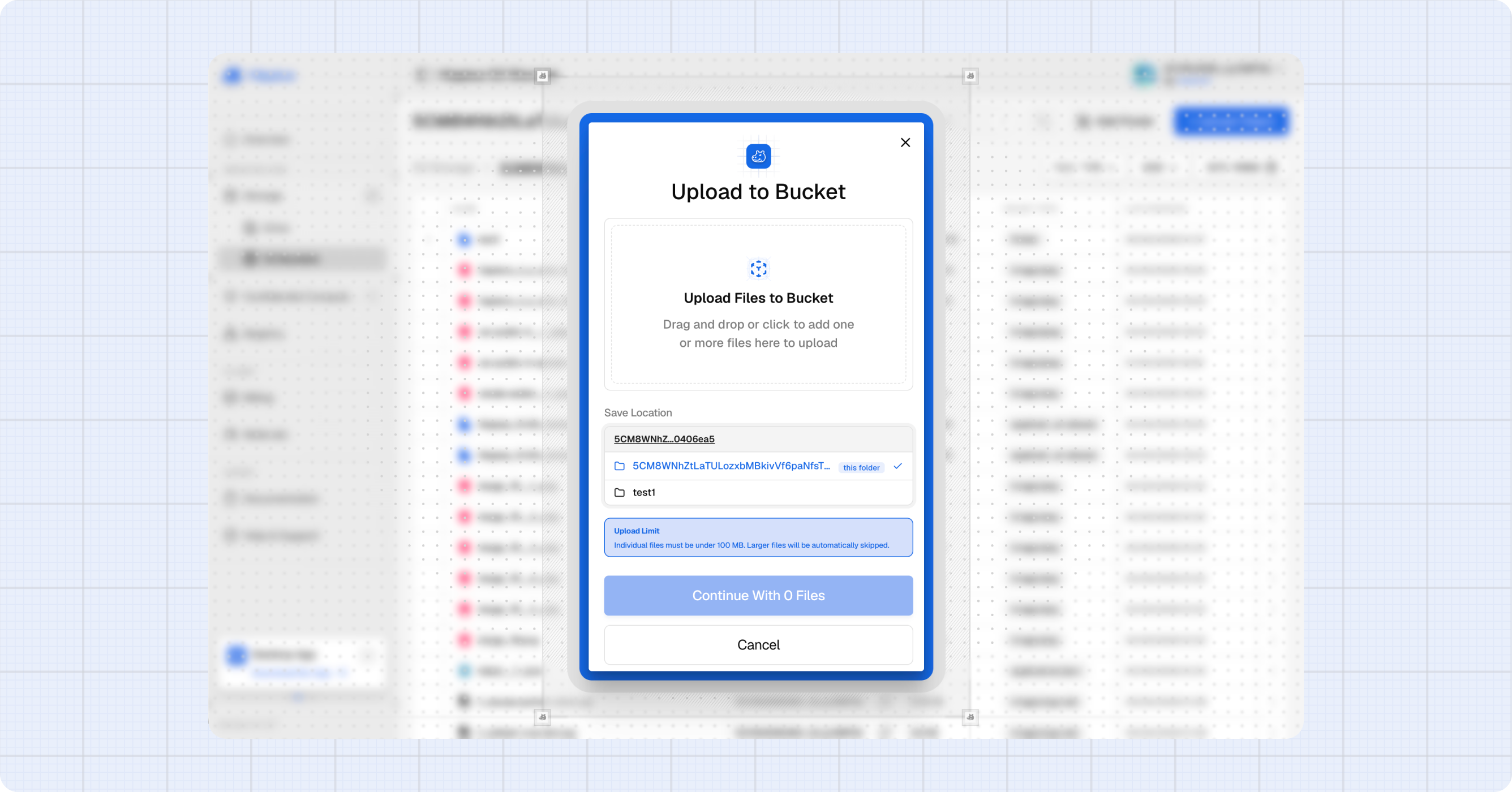 S3 upload dialog