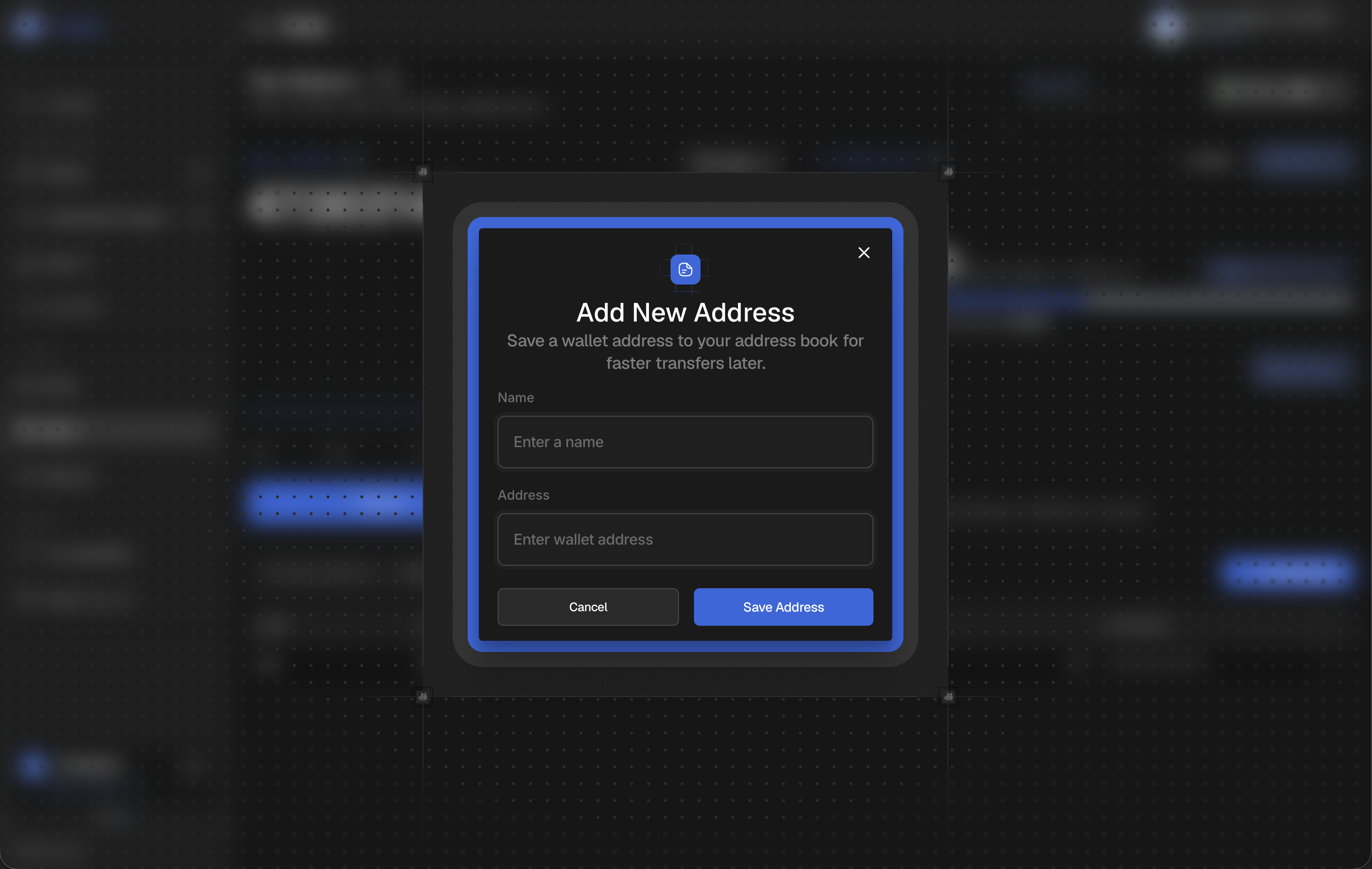 Add new address dialog
