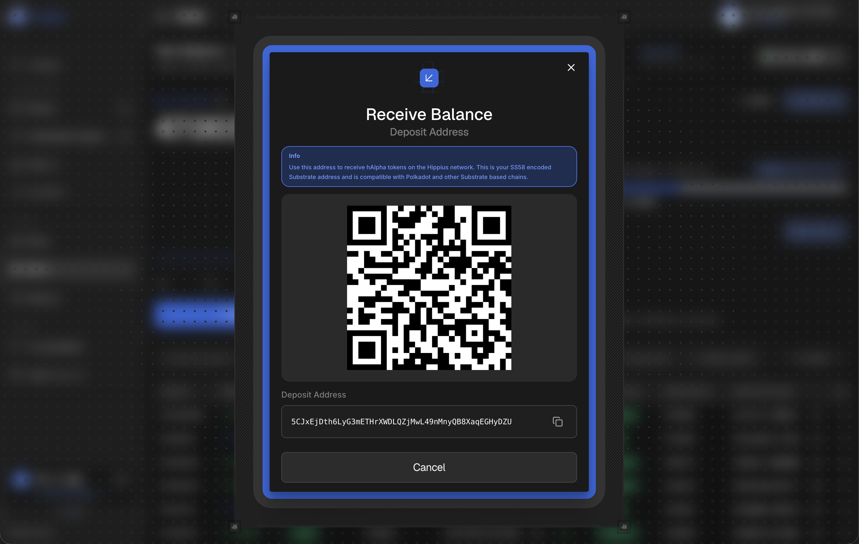 Receive dialog