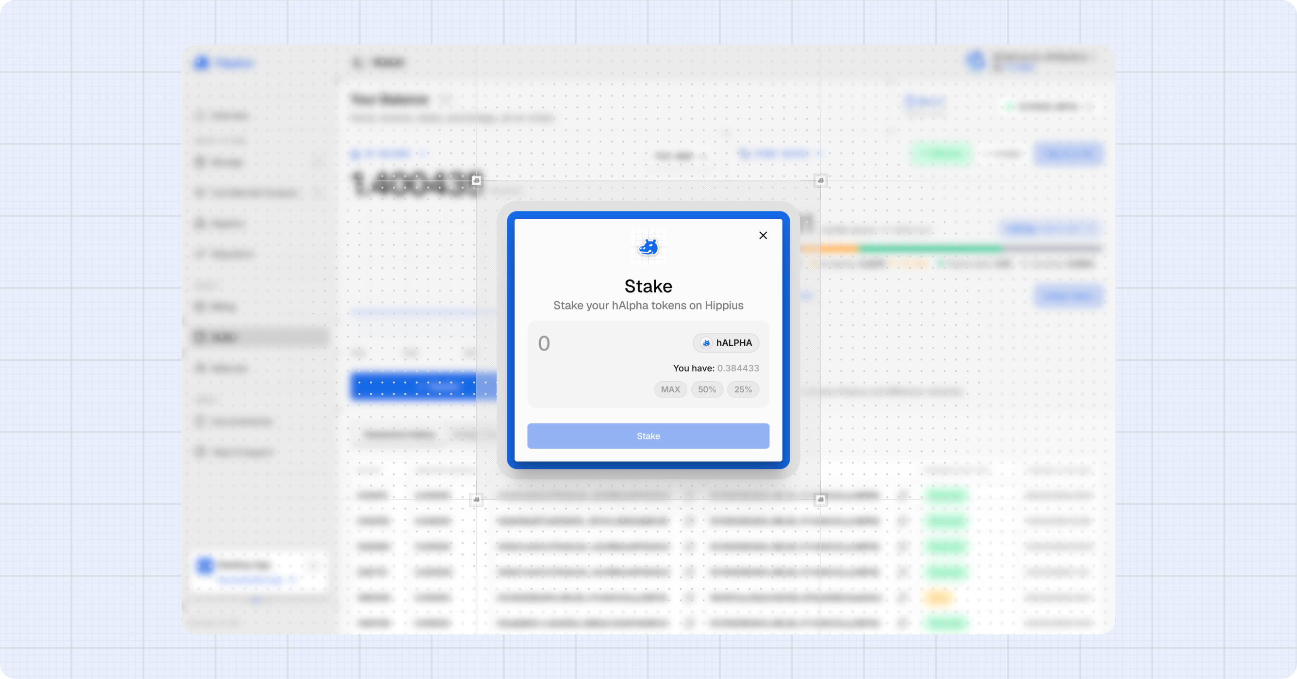Stake dialog