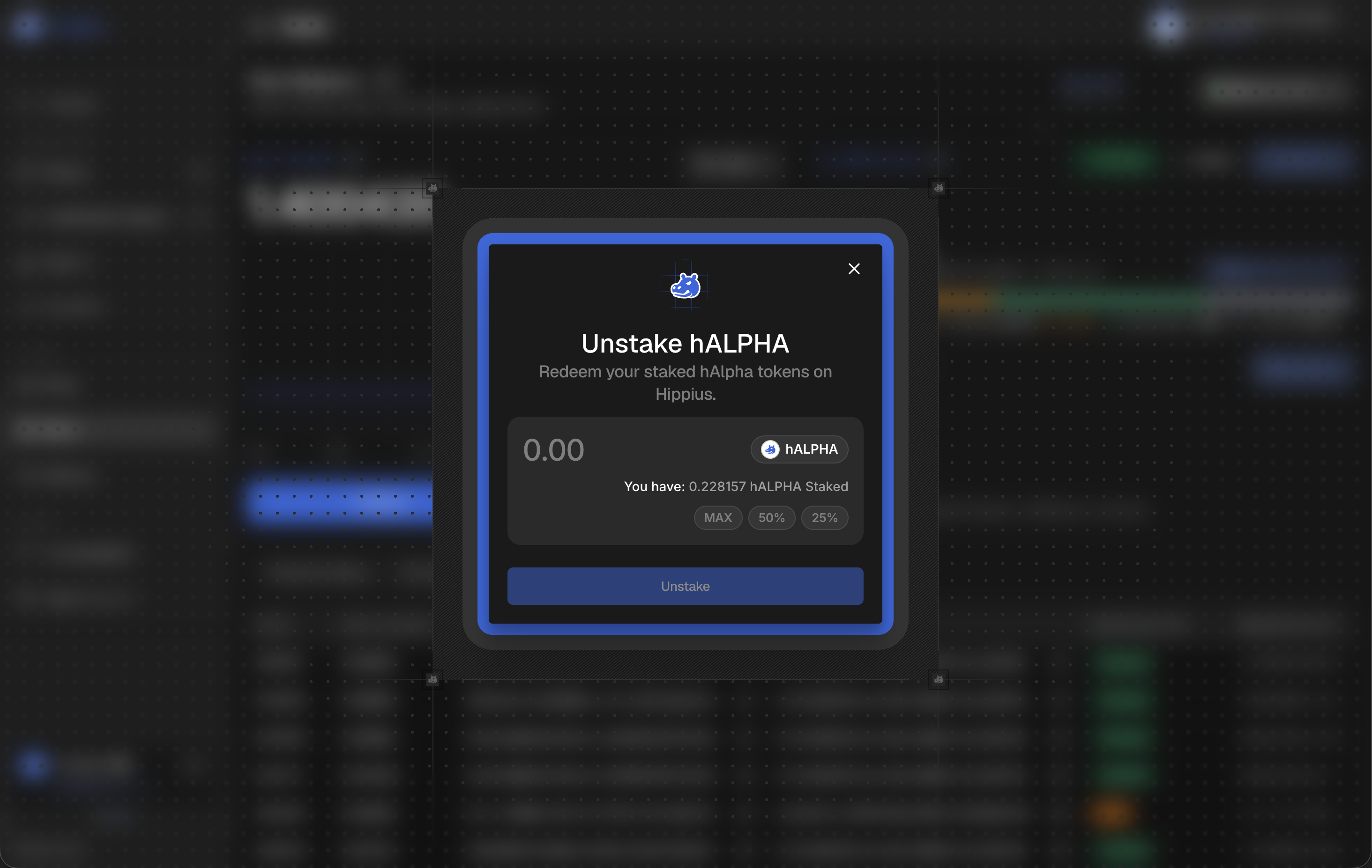 Unstake dialog