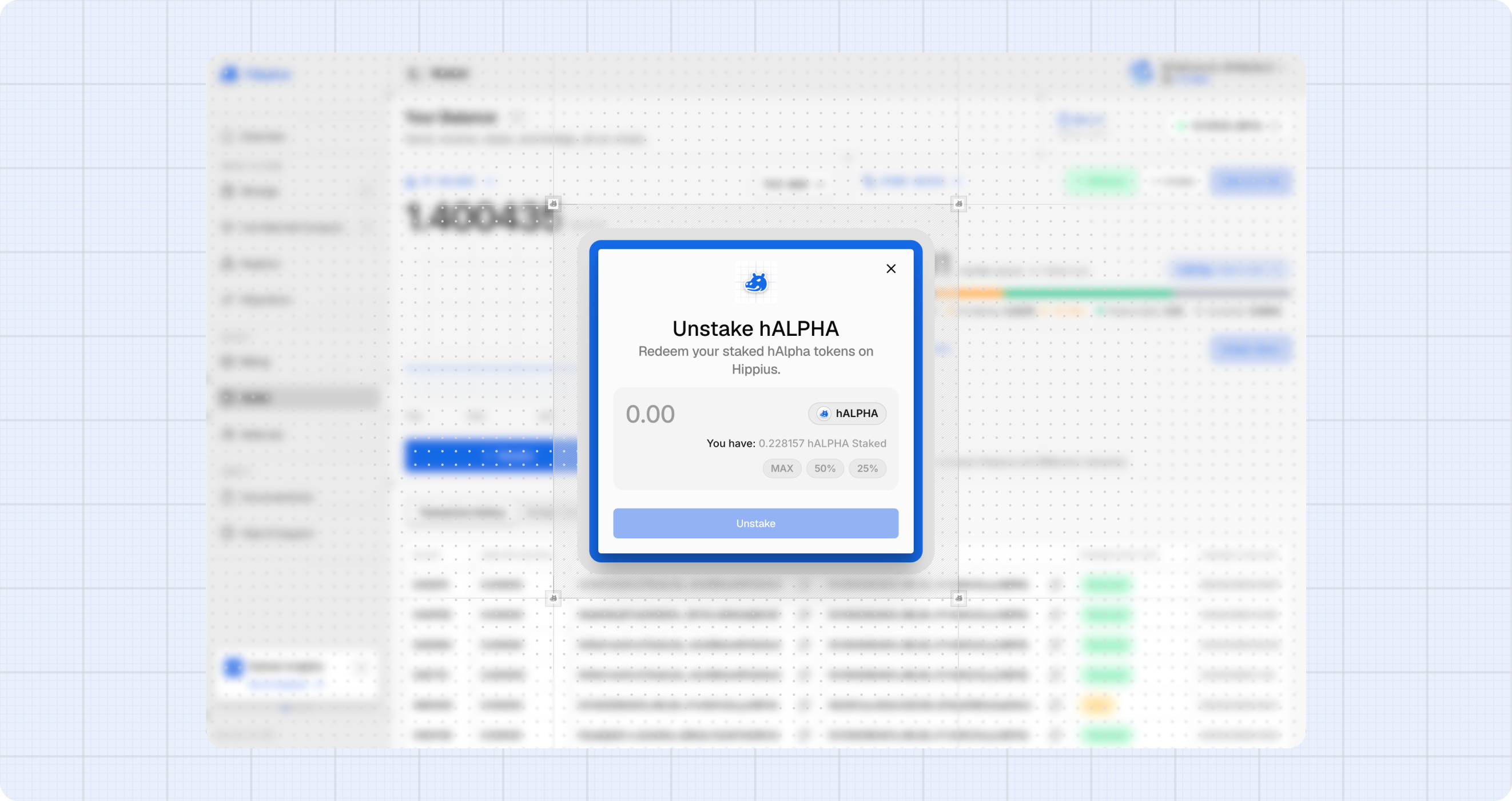 Unstake dialog