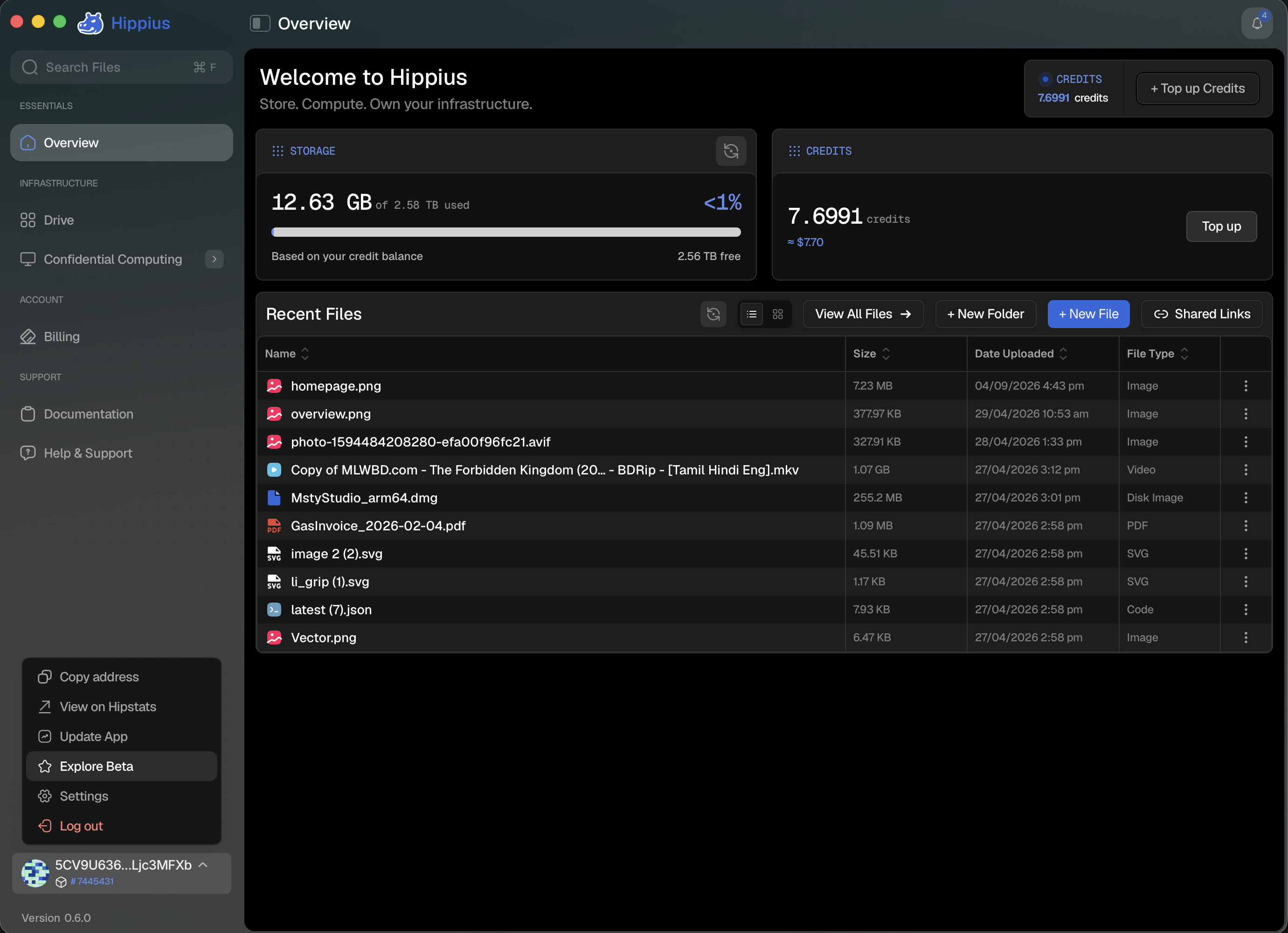 Explore Beta in the address menu