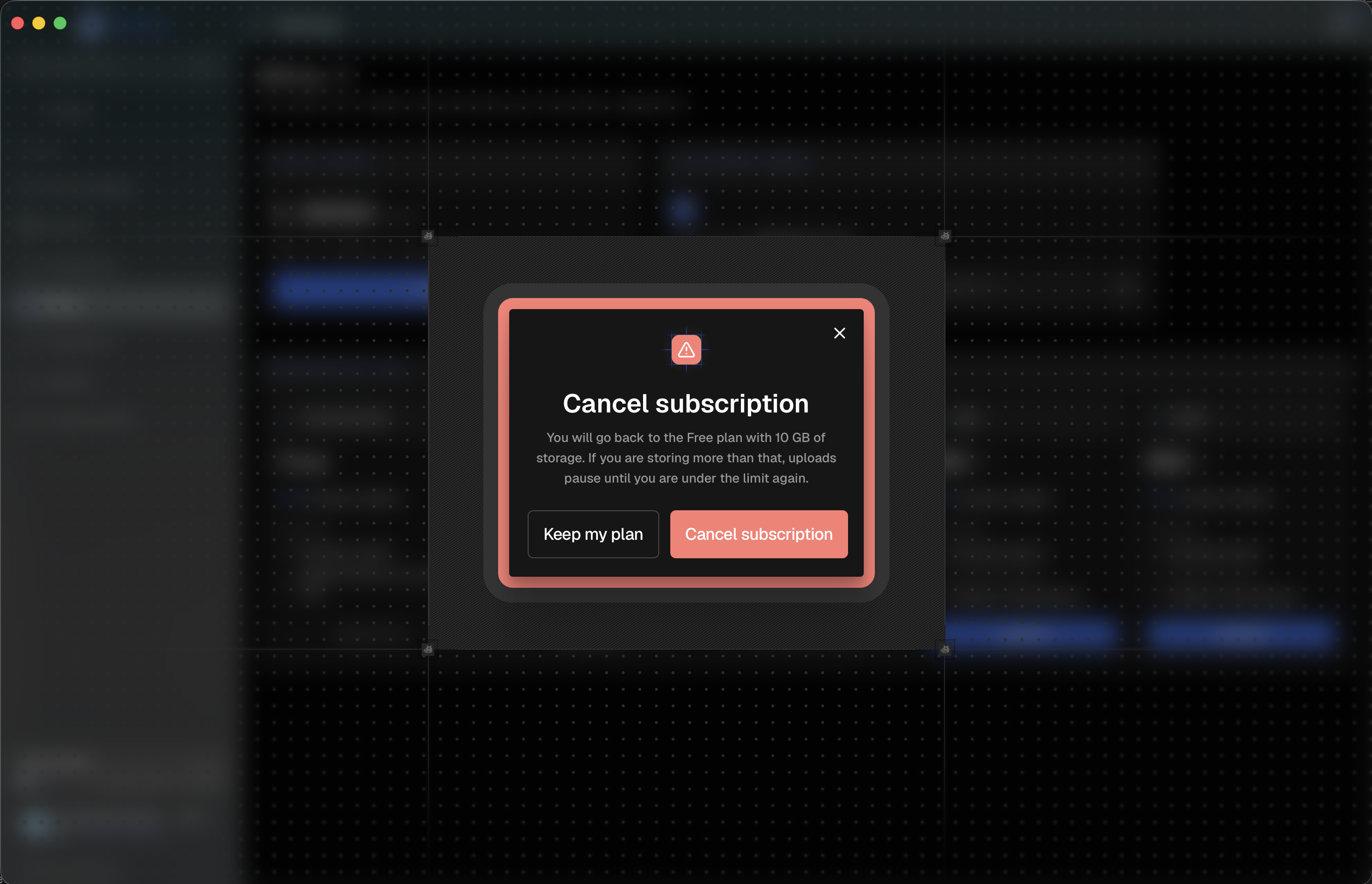 Cancel subscription confirmation