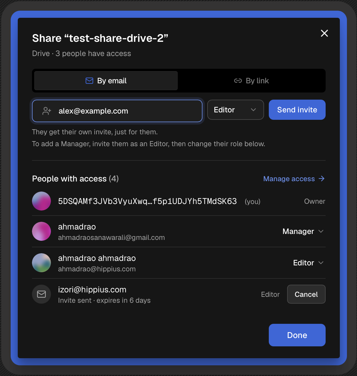 The Share dialog in the desktop app