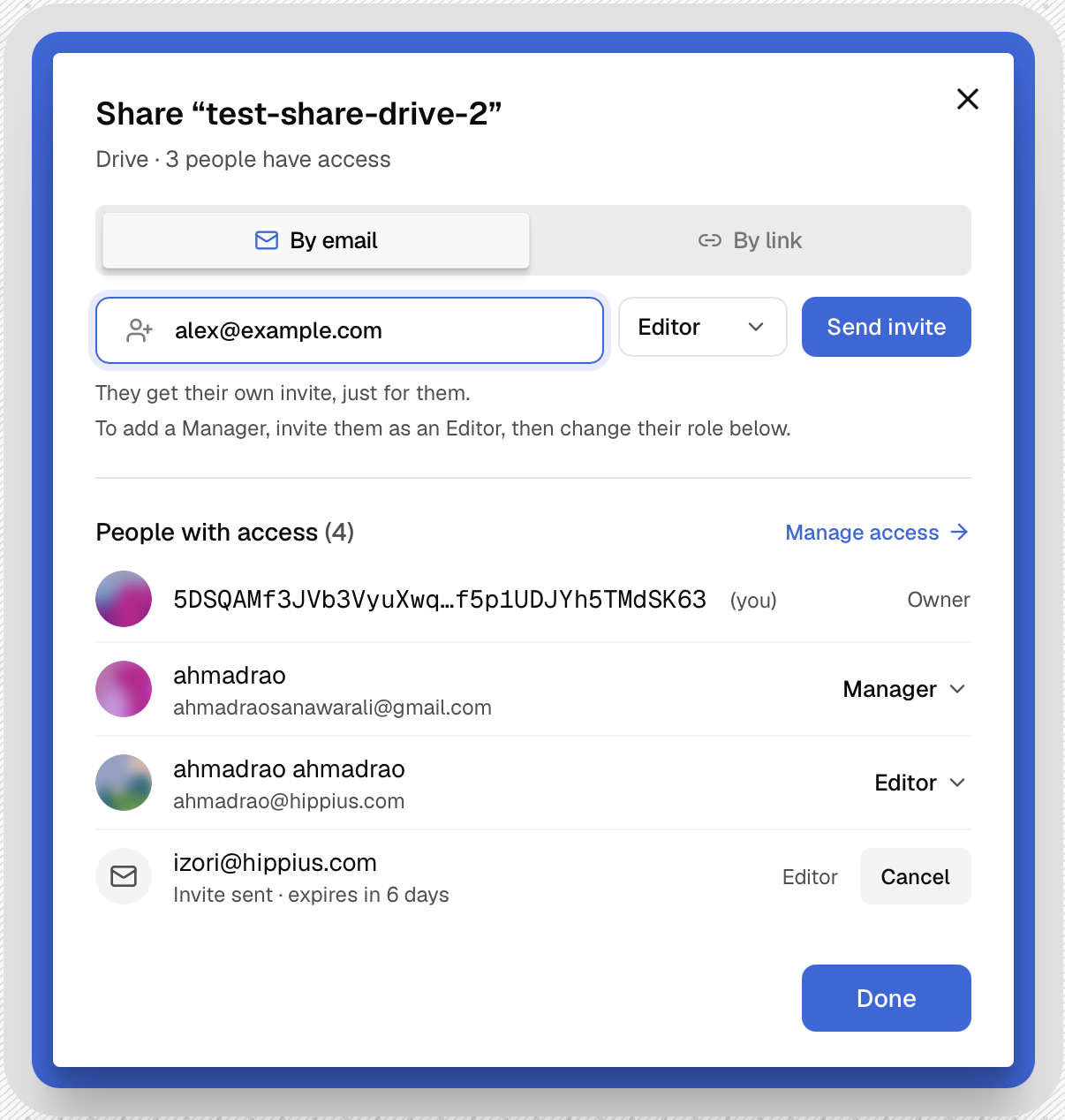 The Share dialog in the desktop app