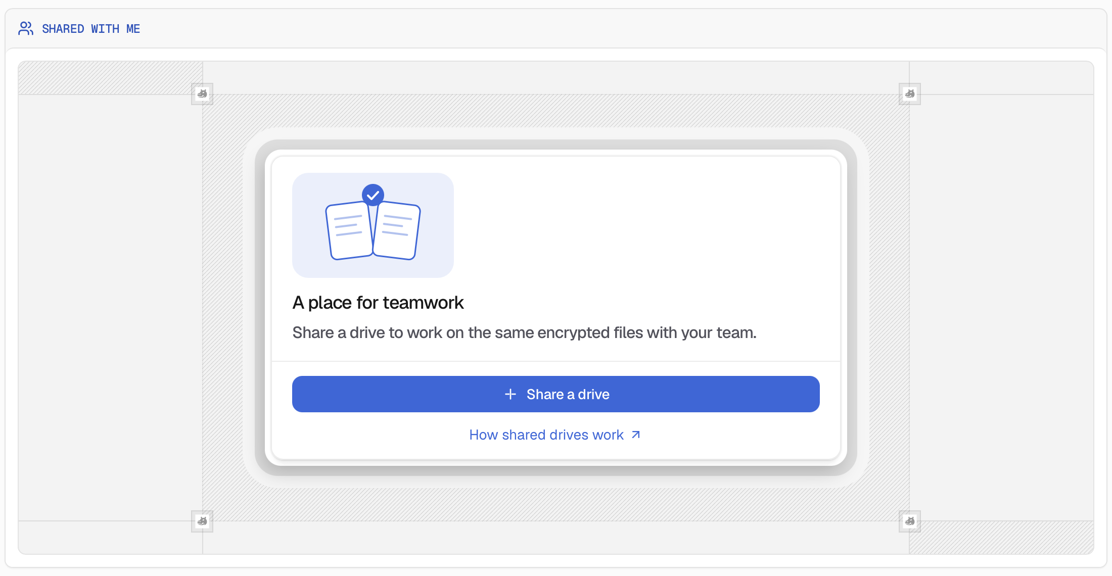 Shared with Me before anything is shared, with Share a drive