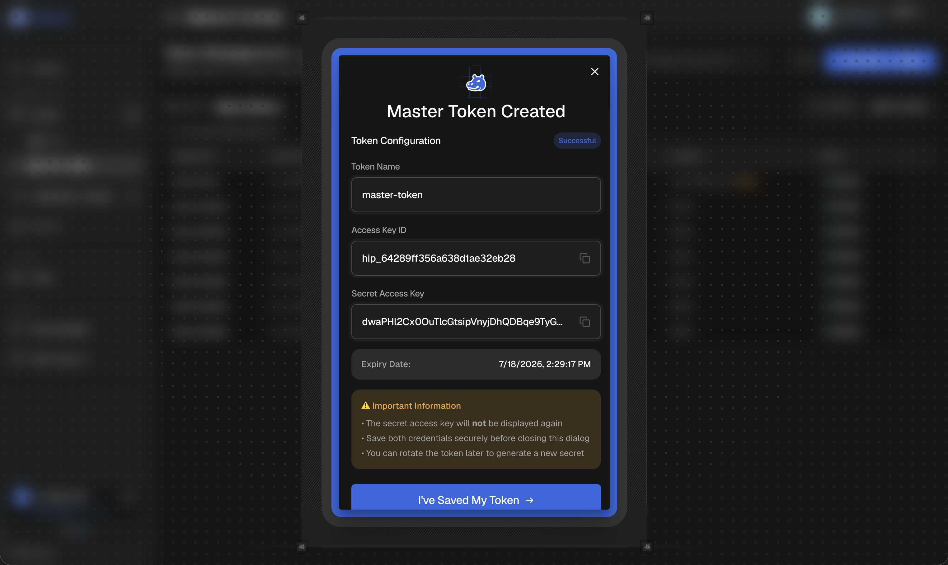 Master Token Secret Display