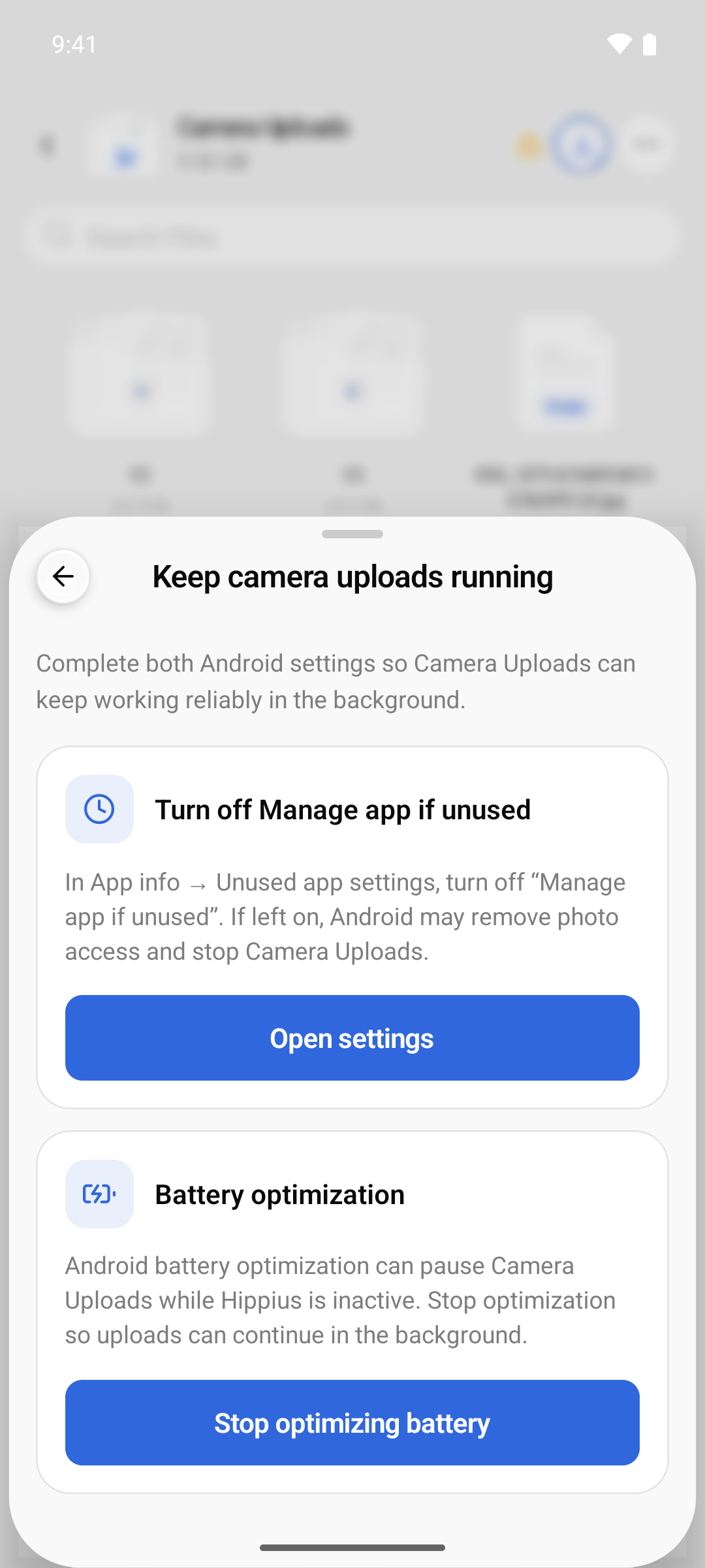 The Keep camera uploads running sheet