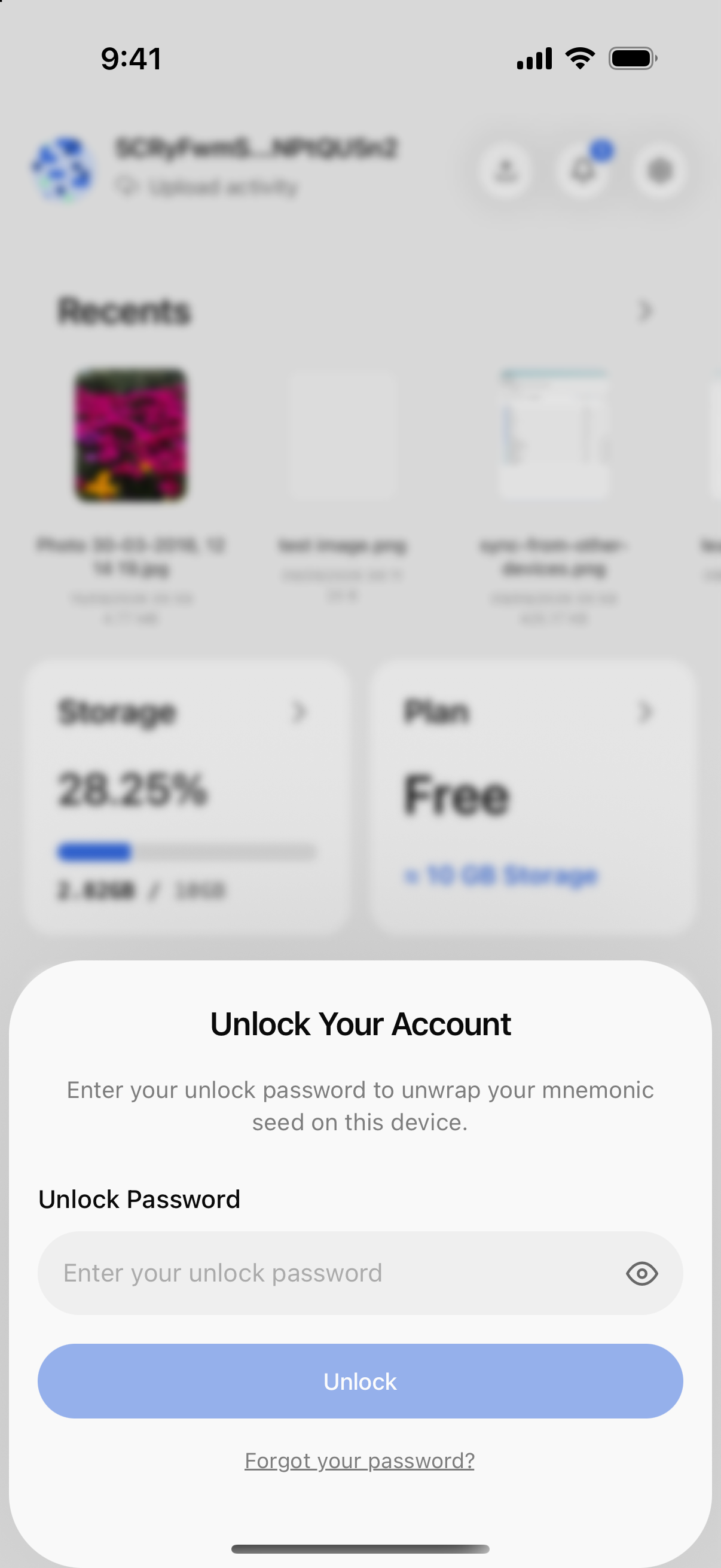 Unlock Your Account sheet