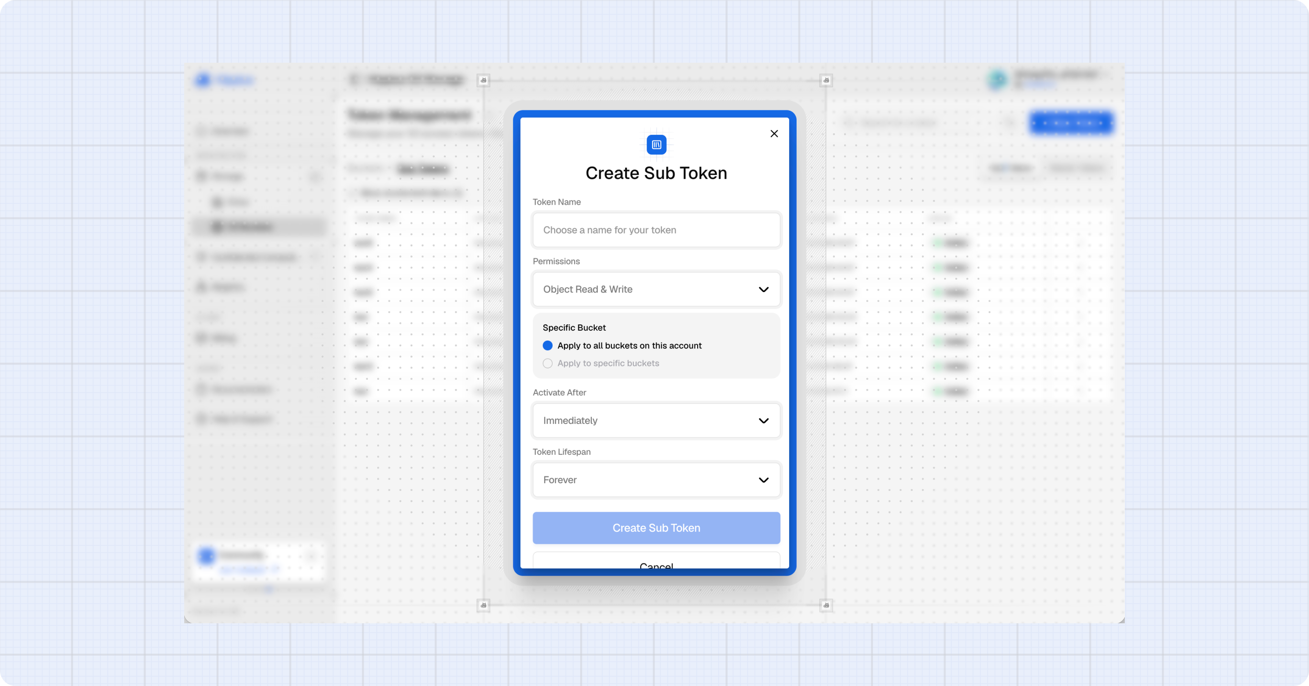 Create Sub Token Dialog