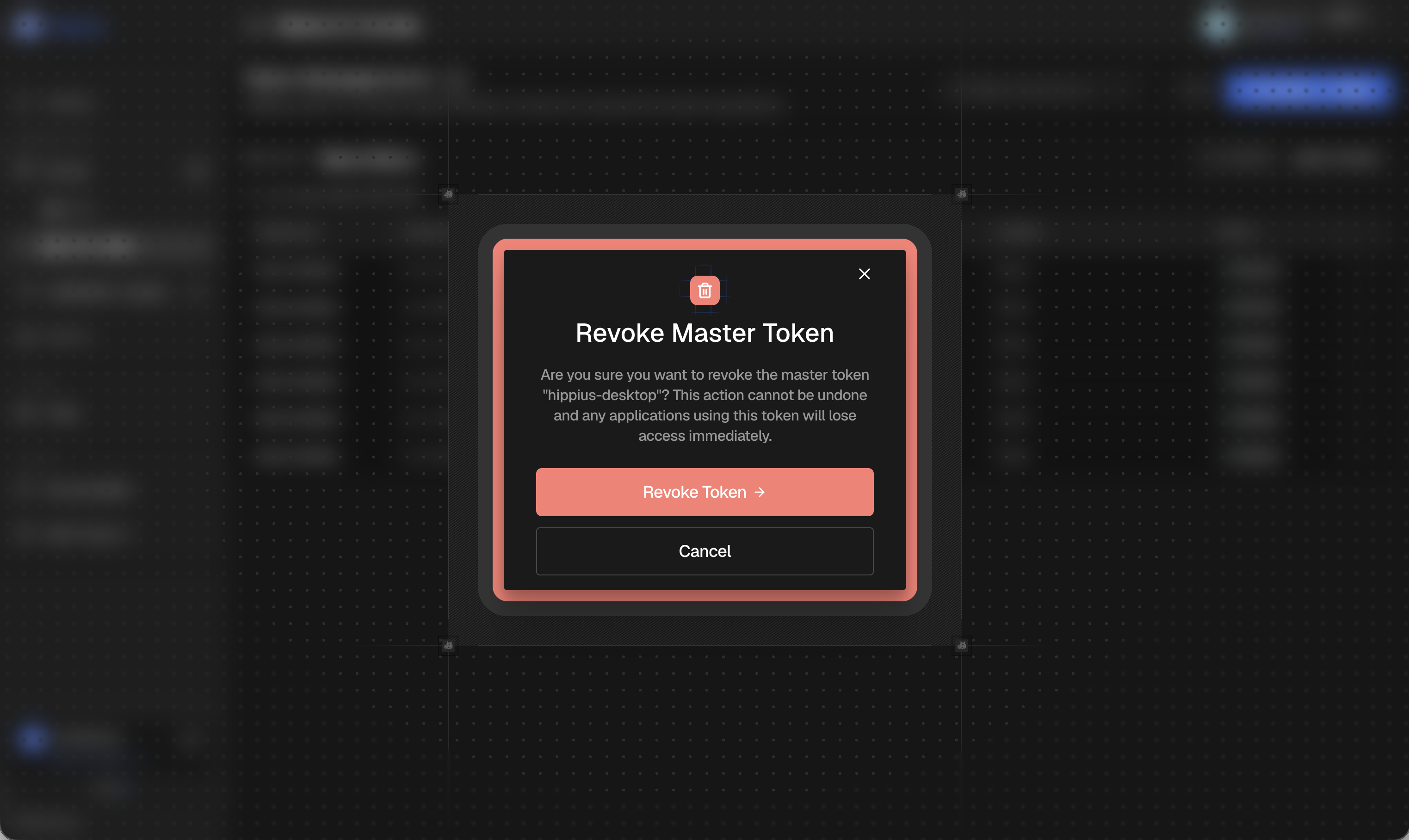 Revoke Master Token Dialog